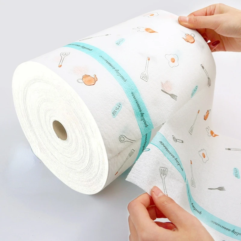 50sheets/roll Disposable Dishwashing Paper Wood Pulp Paper Cleaning Paper Towels Kitchen Gadget Household Supplies