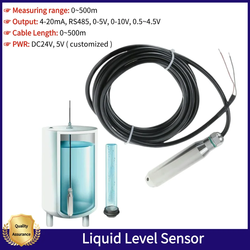 Upgraded Liquid Oil Water Level Sensor Probe 4 20ma DC24V Submersible Liquid Level Transmitter Liquid Level Meter