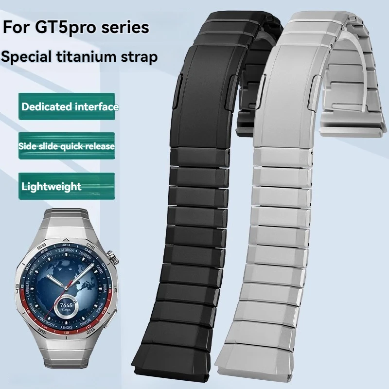 For Huawei WATCH GT5 Pro Series Watch Titanium Metal Quick Release Curved End Watch Band GT5 Arc Wristband 22mm Silver Black