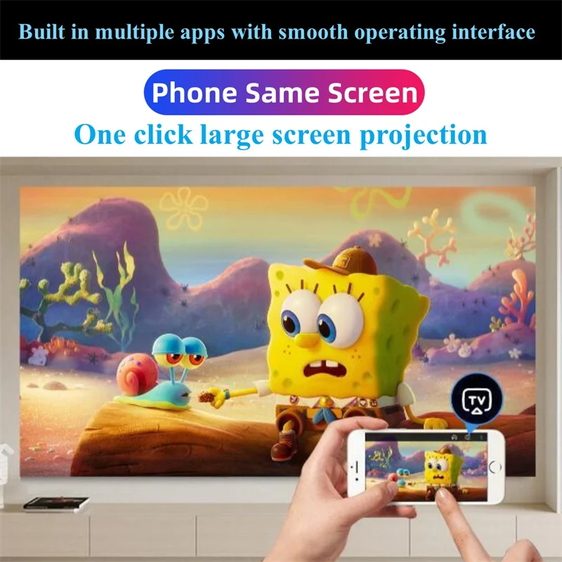 Imagem -04 - Projetor de Sistema Android T100 720p Telefone sem Fio Mesma Tela Home Theater Player para Ios Android pc Projeção
