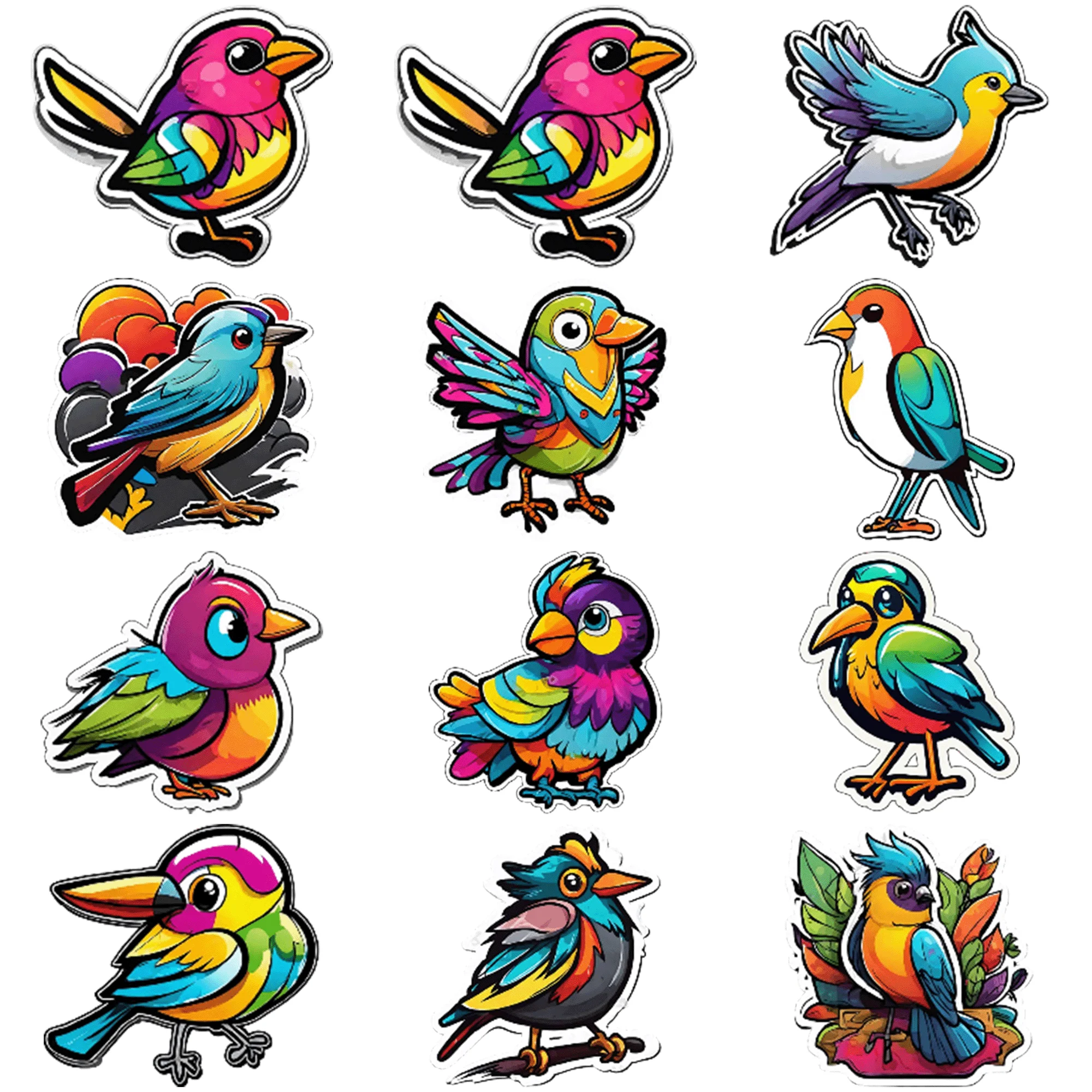 50 pieces of cartoon colored bird graffiti stickers 50 Pieces Stickers for Home Decoration and DIY Crafts