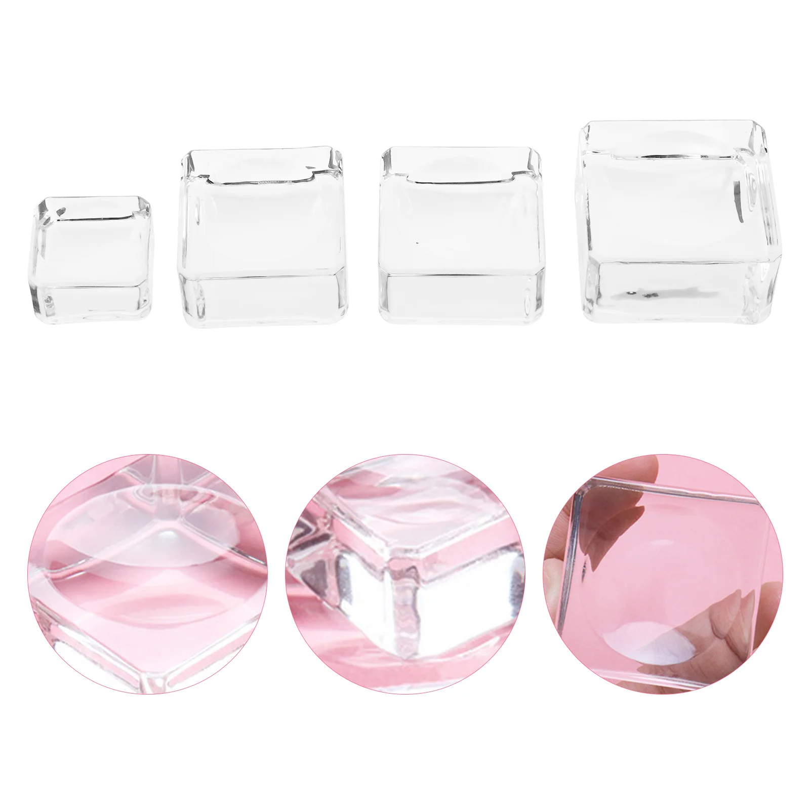 

4pcs Eyelash Extension Pallet Glass Crystal Lash Holder Transparent Lightweight Eyelash Grafting Gasket For Salon Makeup Artist