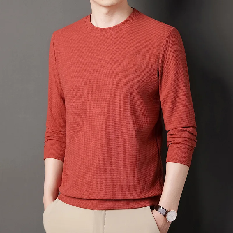 

2022 2022 Spring Autumn Fashion Waffle Sweater Men Fashion Long Sleeve Round Neck Pullover Casual Top Men's Sweater