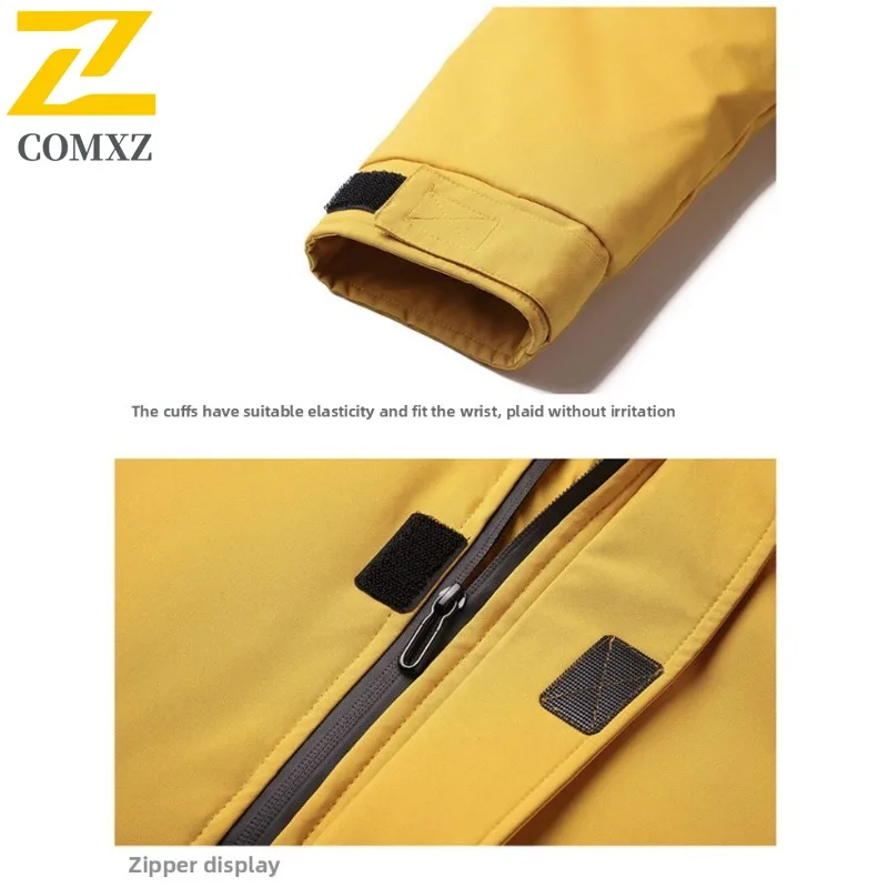 COMXZ 2025 Men Women Fleece Lined Winter Puffer Jacket fashion street Windproof Waterproof Thickened Outdoor Sport Tactics Coat