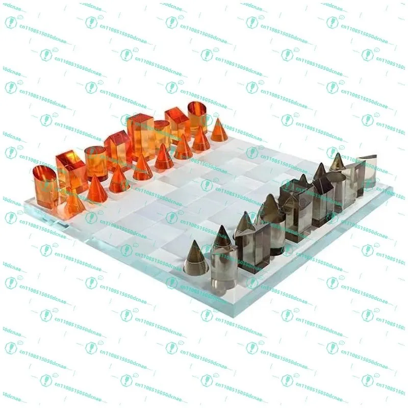 Nordic simple crystal glass chess board chess pieces ornament modern model room living room home soft decoration view 2