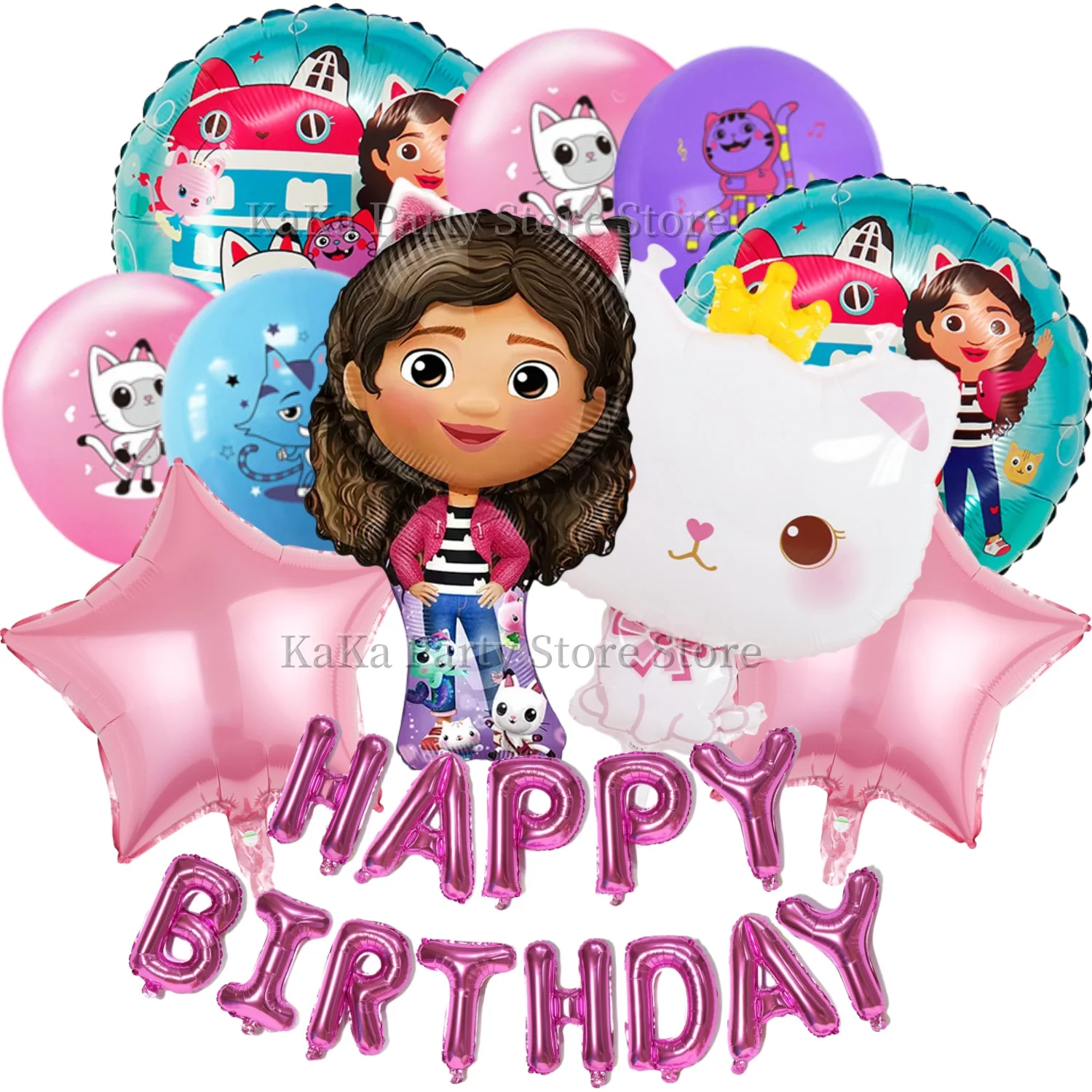 Gabby Dollhouse Cats Birthday Decoration Balloons Gabby's Doll Balloon Foil Helium Balloon Baby Shower Kids Girl Toy Globos Set