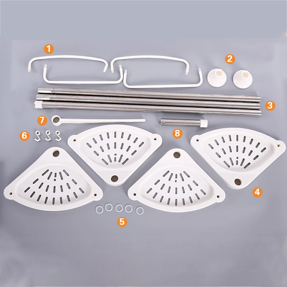 Telescopic Bathroom Shelf Stainless Steel Frame Storage Basket Adjustable 4 Trays Floor Ceiling Holder Corner Bathroom Organizer