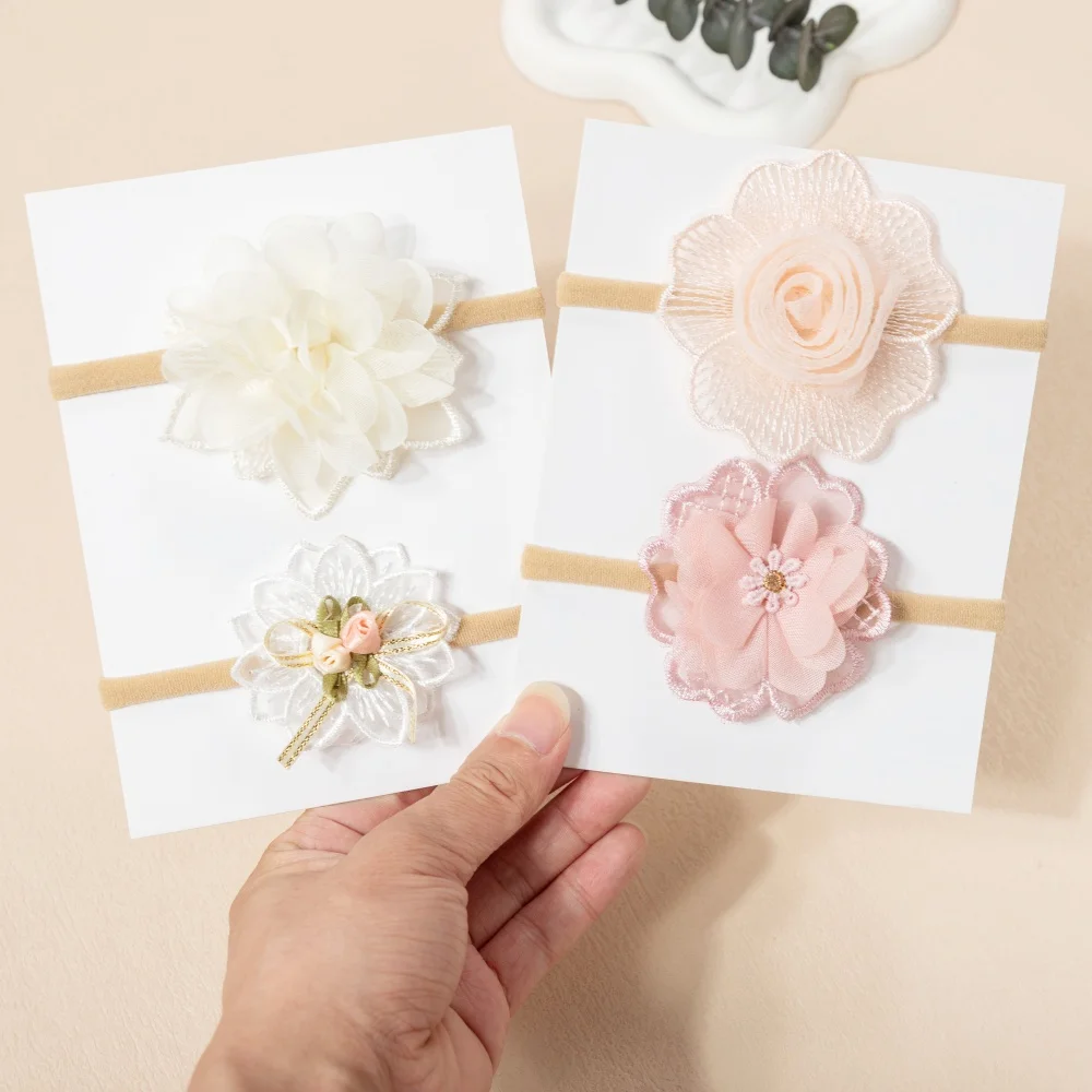 

Повязка на голову для маленьких девочек, повязки для волос с милым цветком для малышей, мягкие нейлоновые эластичные детские головные уборы, детские аксессуары для волос, подарки