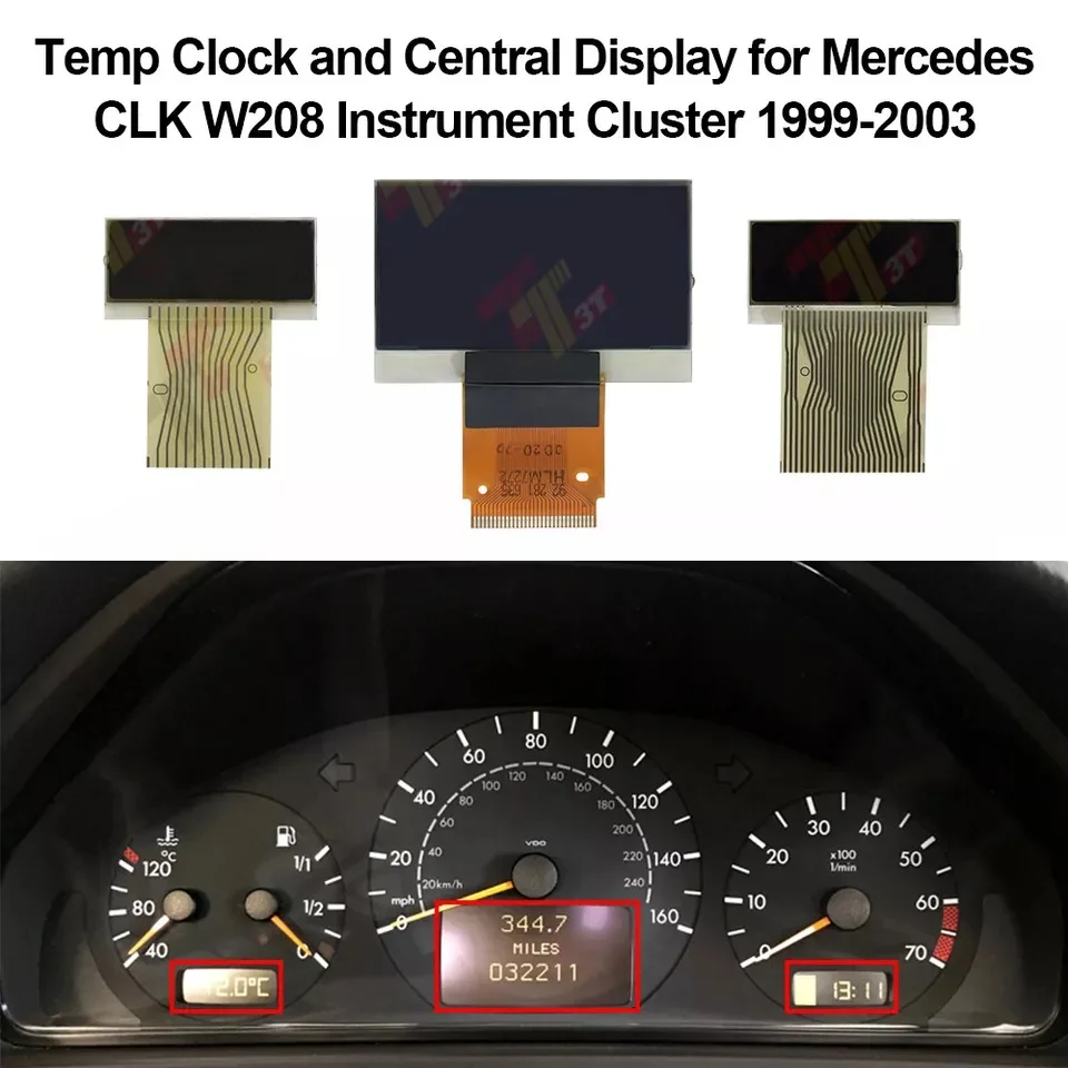 Temp Clock and Central Display for Mercedes CLK W208, E-Class W210 Instrument