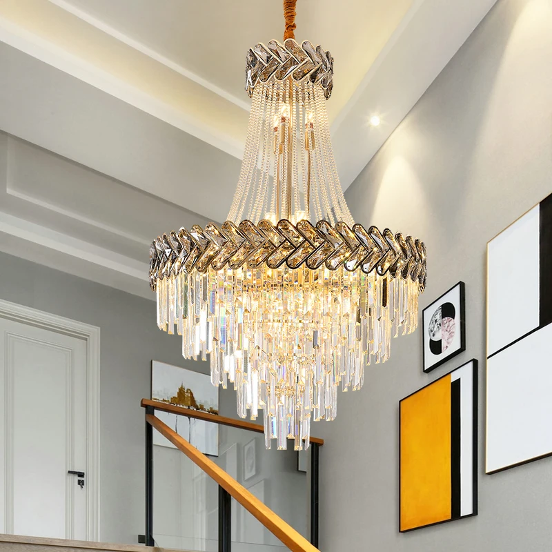 

High Quality Crystal Chandelier Lighting Modern Loft Gold Led Hanging Lamp Living Room Bedroom Staircase Indoor Ceiling Lights