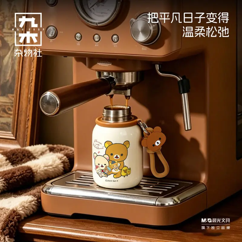 Mtutu Rilakkuma Cartoon Thermos Cute Water Bottle Long Heat Retention Stainless Steel Cup For Indoor Outdoor Daily Use