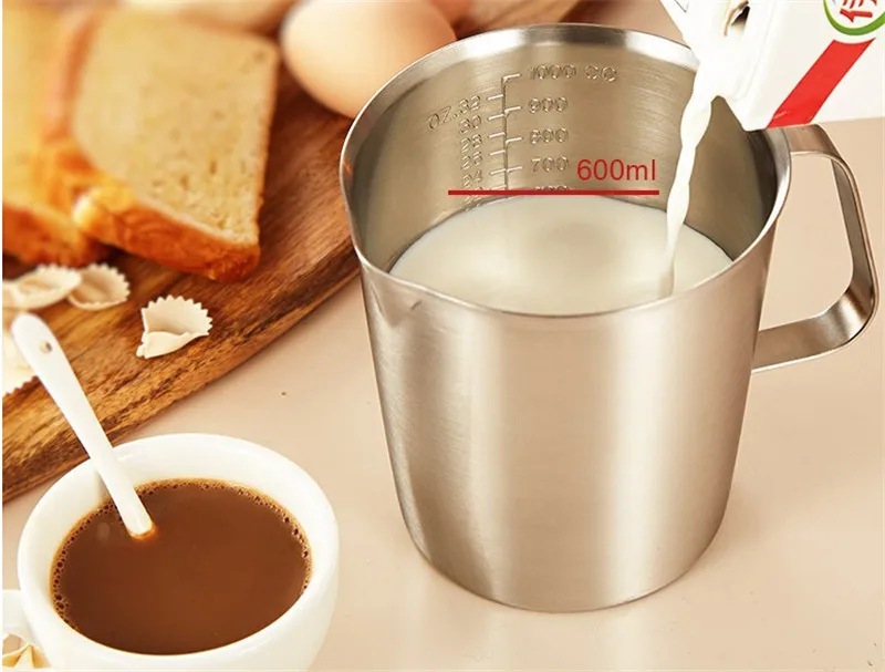 Measuring Cup,500-2000ml Stainless Pitcher with Marking with Handle,Milk Frothing Cup Jug for Espresso Machines,Latte Art