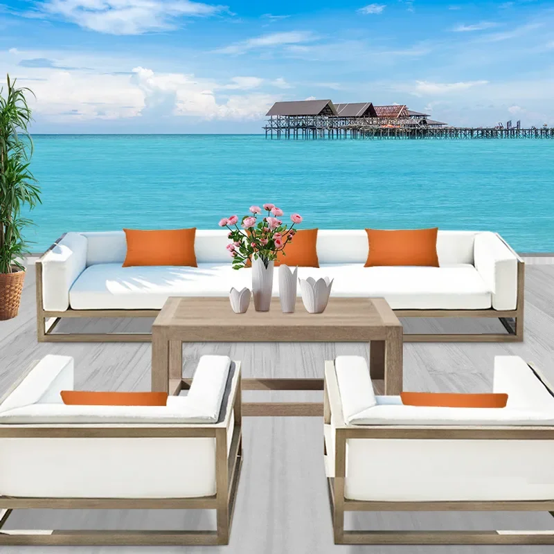 for Outdoor Sofa Booth Hotel Open Air Villa Courtyard Balcony Simple Modern Light Luxury Leisure Furniture Combination