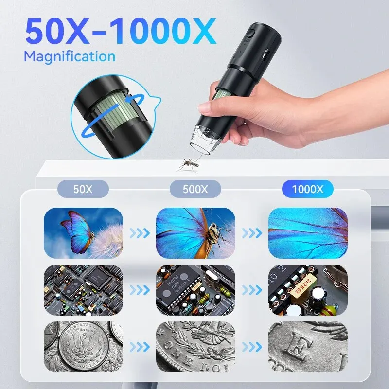 무선 디지털 현미경 50X-1000X 배율 안드로이드 IOS 아이폰 PC 전자 스테레오 와이파이 현미경에 대한 유연한 스탠드