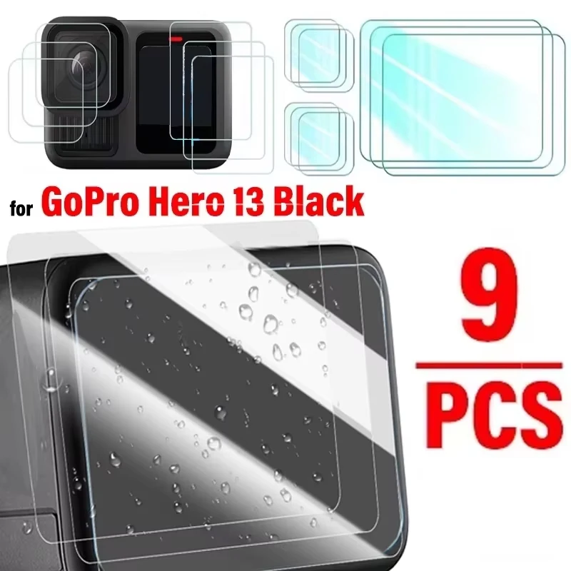 

Защитная пленка для объектива камеры 9IN1 для GoPro Hero 13, черное закаленное стекло, защитная пленка от царапин для защиты GoPro Hero 13