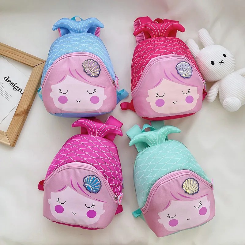 

New Cartoon Princess Fish Kids Backpacks for Teenager Cute Kindergarten Schoolbag Waterproof Kids Book Bags Boy Girls Animal Bag