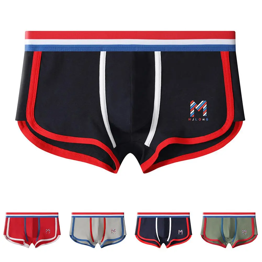 

For Gym Activities Men Underwear Mid Waist Breathable Underwear Cotton 95 Cotton Fabric Color Matching Pattern