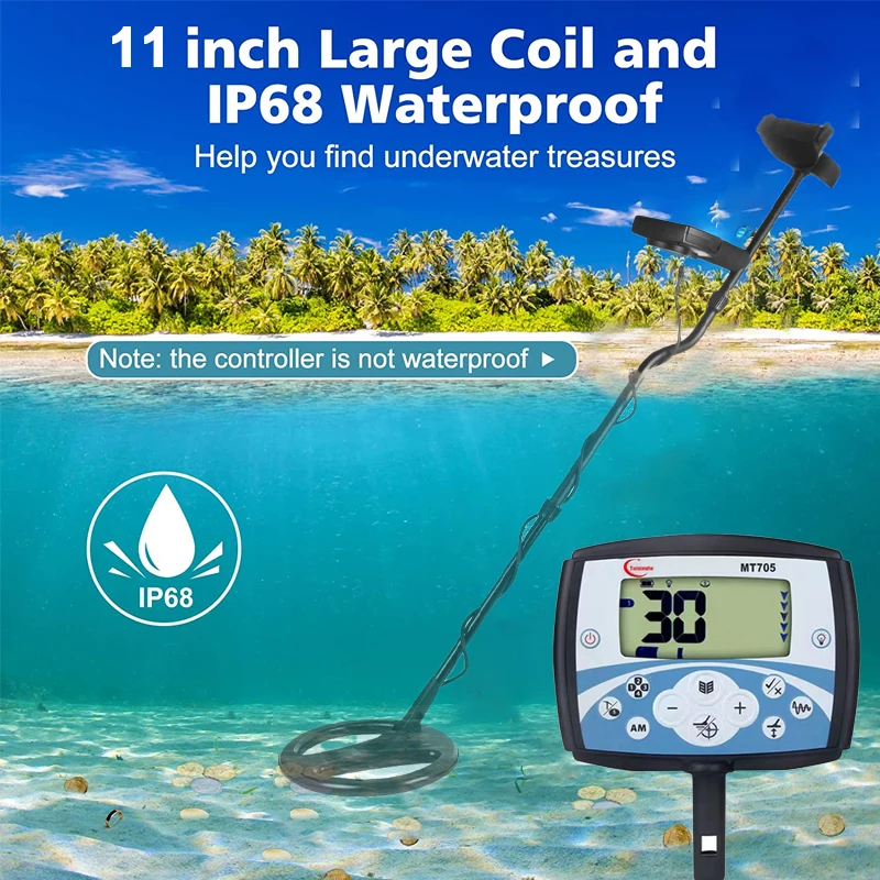 MT705 High-end Metal Detector Underground Depth 2.5m Search Finder Gold Detector Treasure Hunter Detecting Pinpointer Waterproof