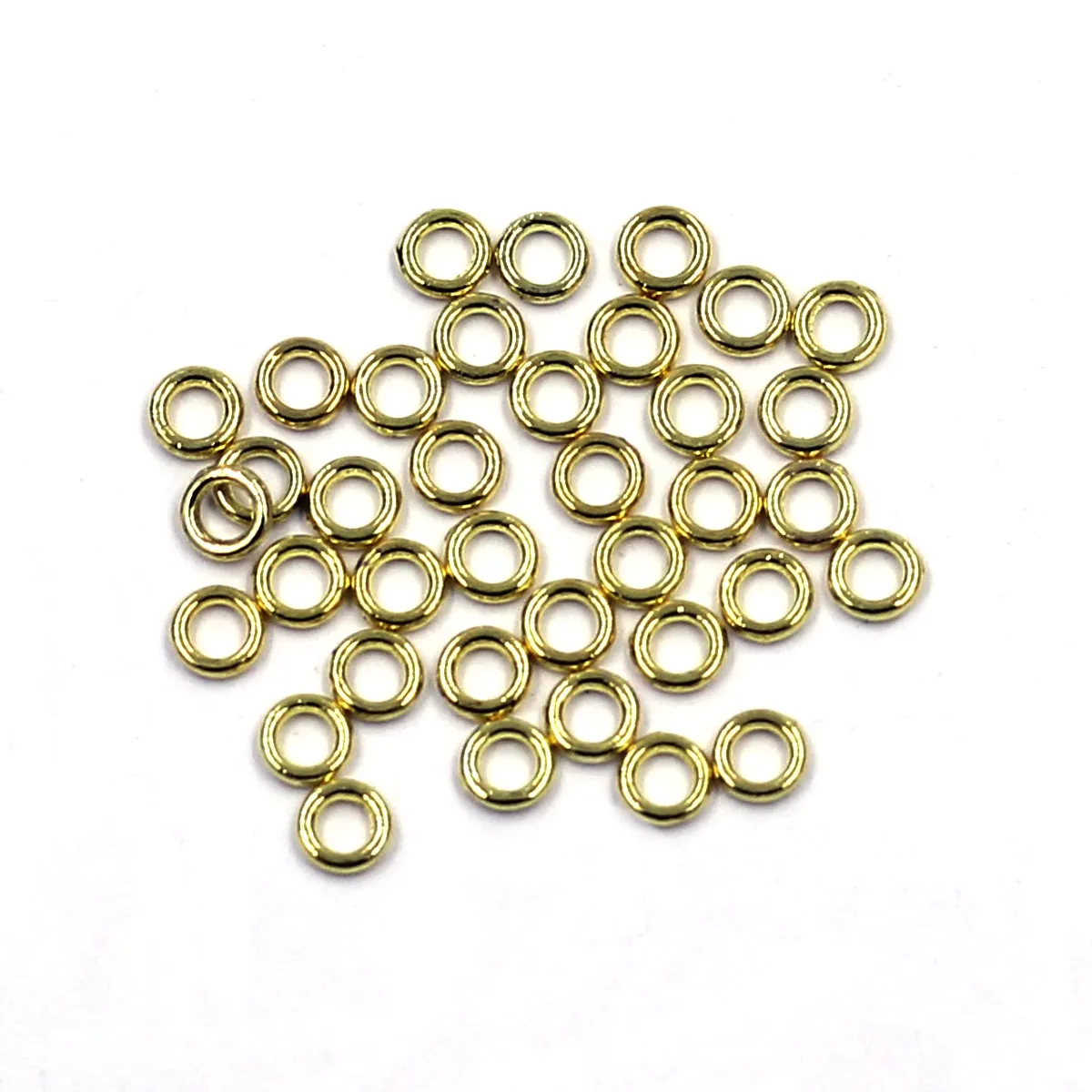 Gold Plated Round Tiny Closed Jump Rings, 4mm