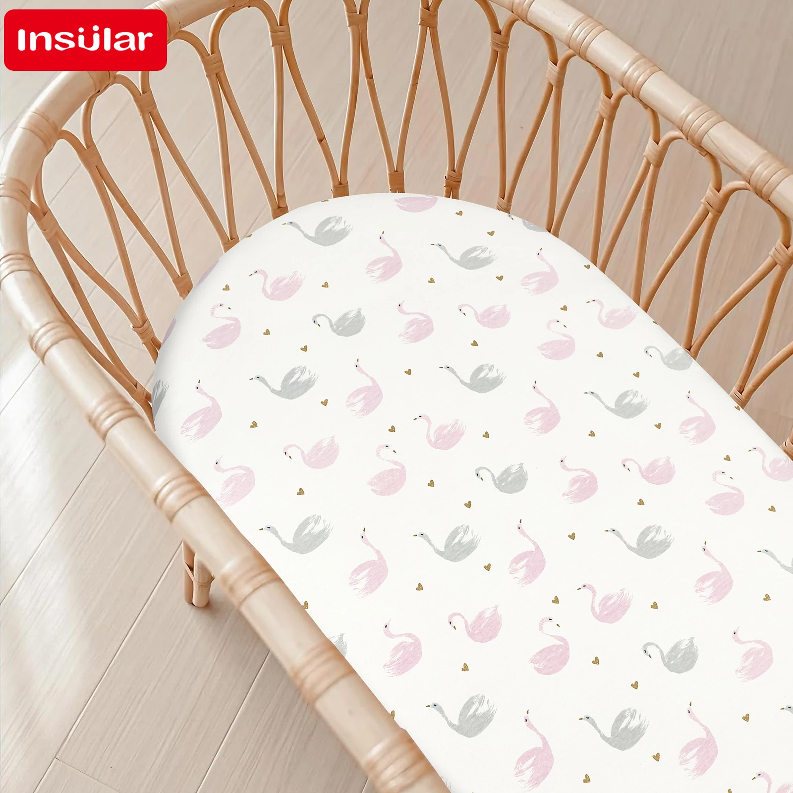 New 1PCS Polyester Cartoon Fitted Crib Sheet Set,Toddler Bed Sheets Mattresses,Changing Pad Cover,Baby Fitted Bassinet Bed Sheet