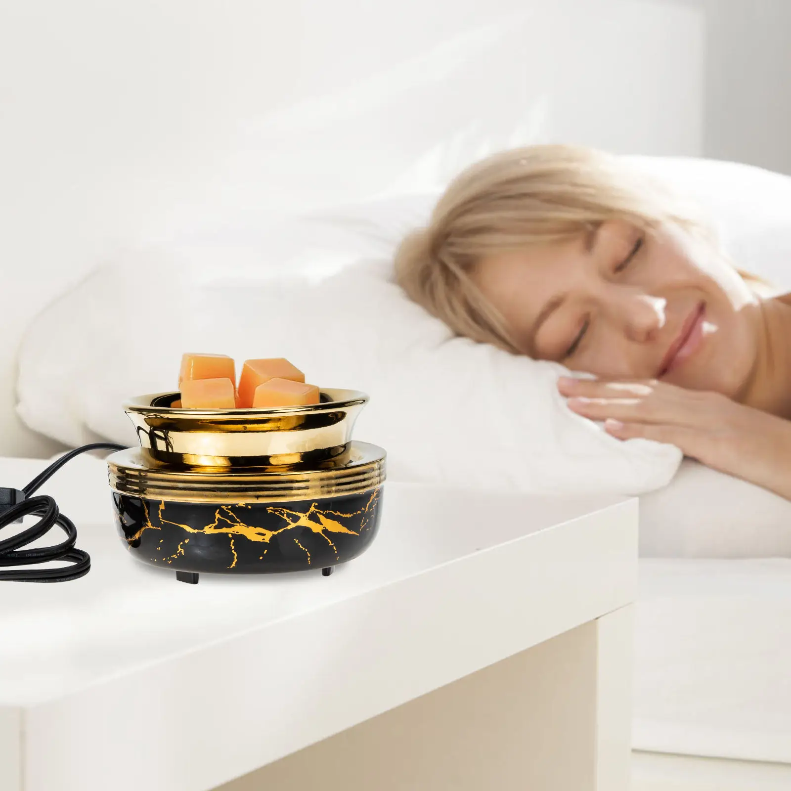 Wax Melt Warmer Ceramic Incense Burner Electric Essential Oil Burner Relaxation Fragrance Warmer for Meditation Bedroom Yoga