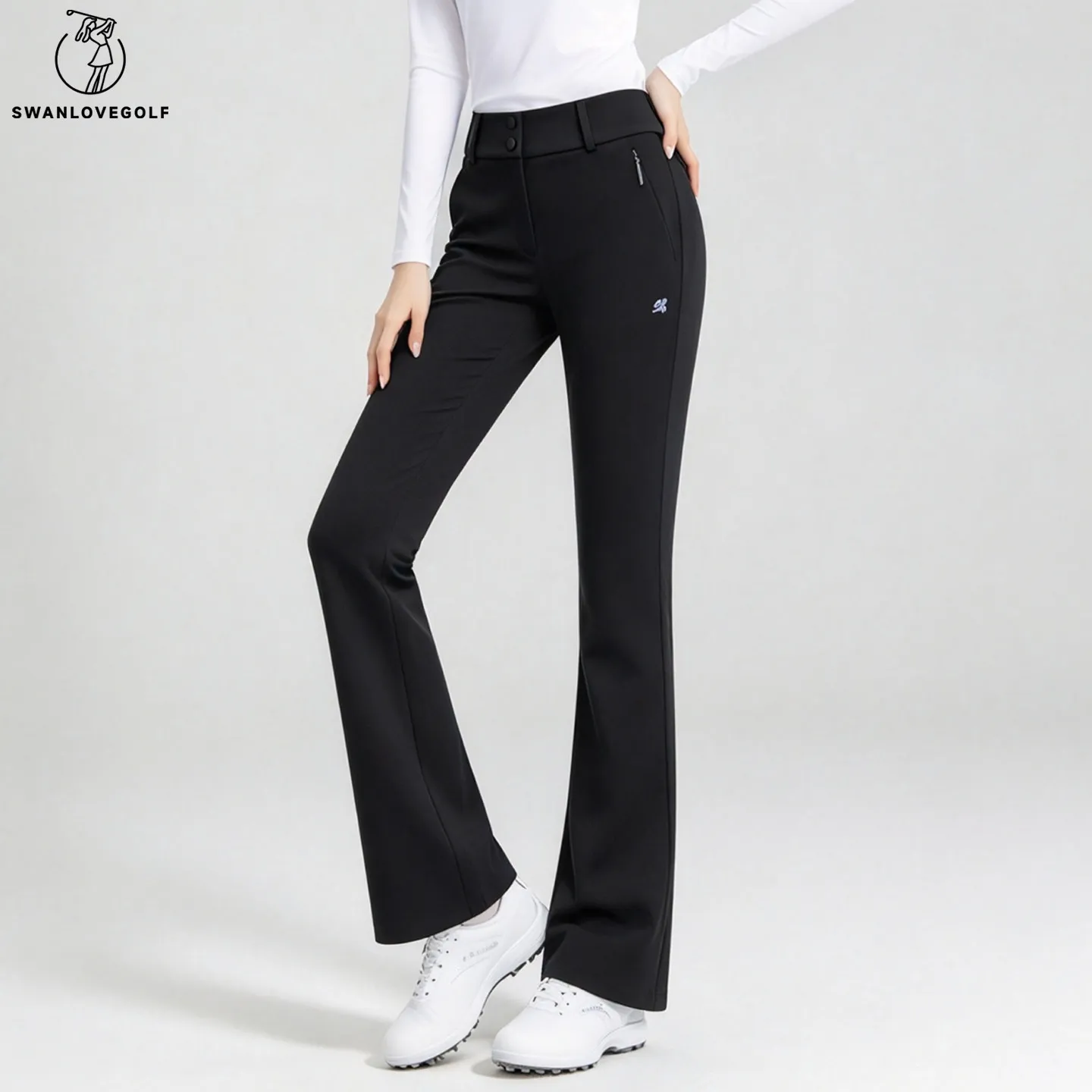 SG Women Spring Autumn Golf Pants with Bowknot Pockets High Waist Flared Slim Trousers Ladies Elegant Leisure Sweatpants XS-XL