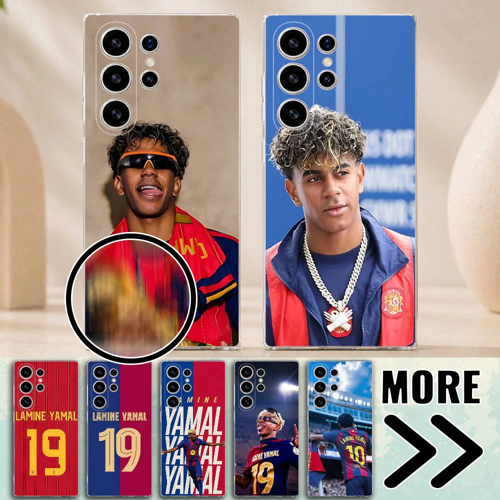 L-Lamine Y-Yamal 19 Football Phone Case for Samsung Galaxy S20 21 22 Ultra Plus S23 24 25 FE Lite Transparent Bumper