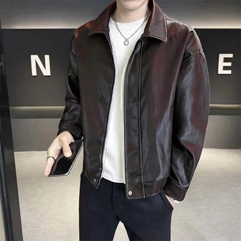 

New autumn and winter PU leather jackets, men's cycling and motorcycle suits, American leather jackets, windproof coats