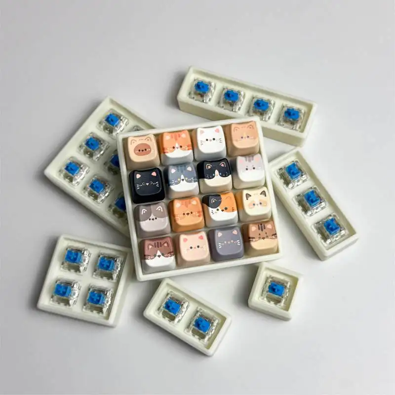 Cat Axis Tester Siamese Calico Cat  Keycap Mechanical Keyboard Switch Tester Decompression Toy Stress Relieve Tool Cat Button
