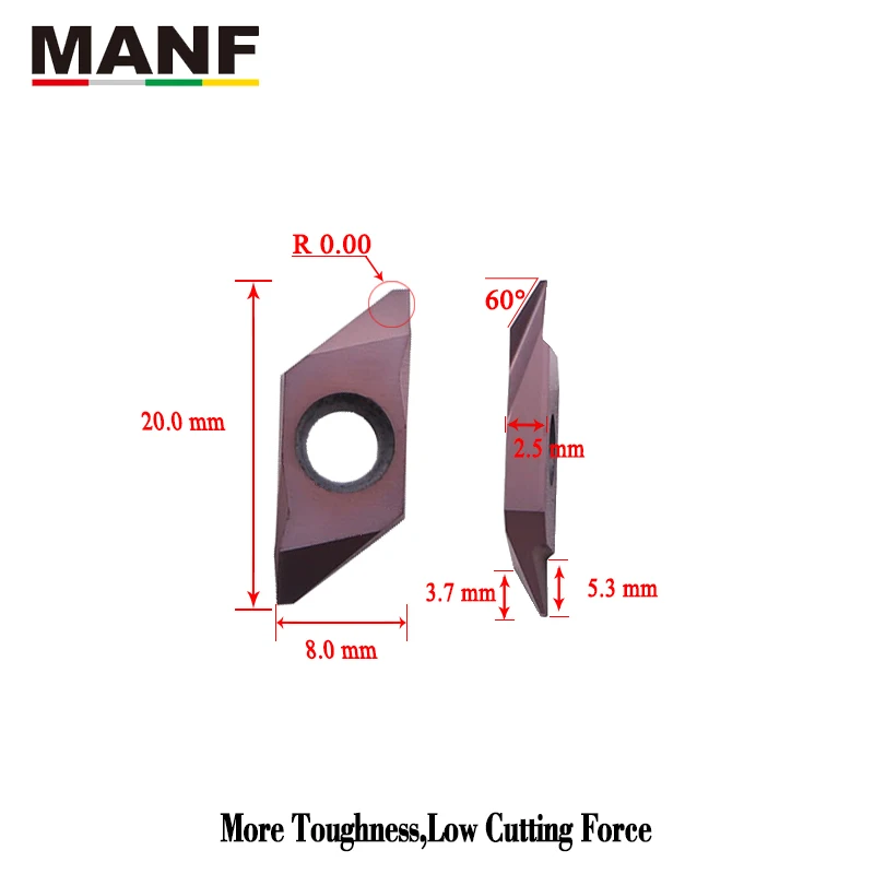 Imagem -05 - Manf Tbp60fr00 Raso de Sulco Inserções de Carboneto Cnc Cortadores Ferramentas de Corte Inserções para Volta Girando Aço Inoxidável