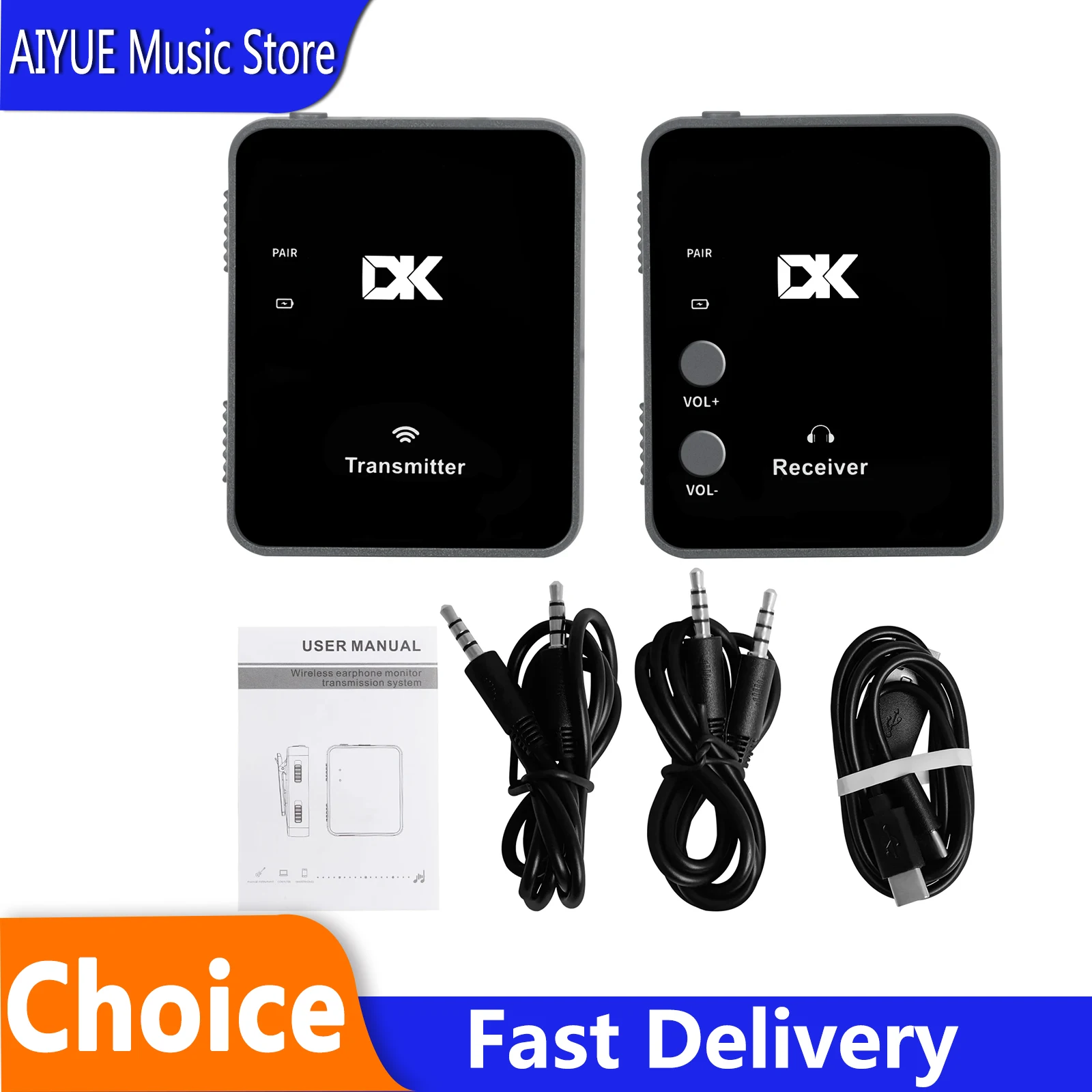 

DK 2.4G Wireless System Earphone Monitor Rechargeable Wireless Transmission Transmitter Receiver Support Stereo Mono Recording