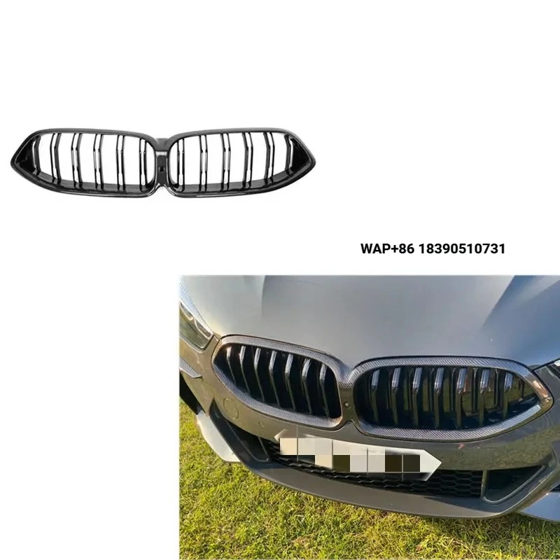 

ABS Gloss Black Double Slat Center Grille Grill Mesh Front Bumper Kidney for 8 Series G14 G15 G16 M8 2020+