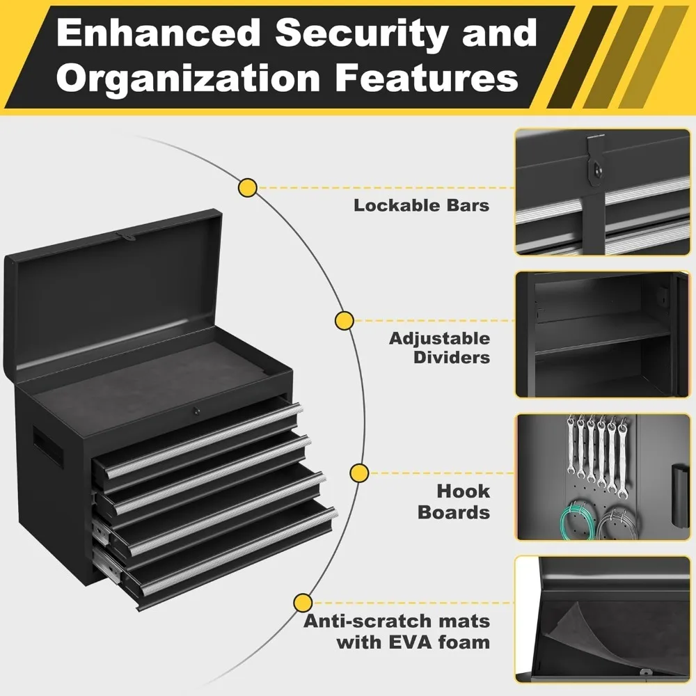 Toolbox, 5-Drawer Rolling Tool Chests & Cabinets, Detachable Top Toolboxes and Lockable Wheels Tool Cart, Toolbox