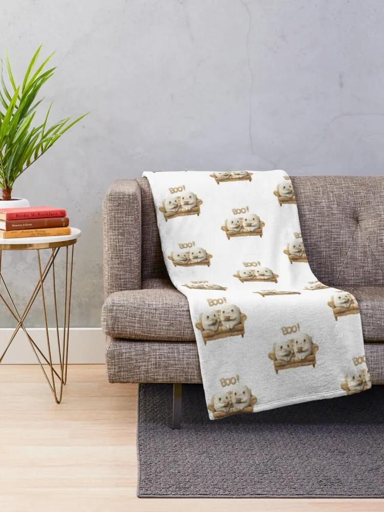 Cute Ghosts with Boo! on a Cozy Sofa Throw Blanket Luxury St Soft Big Summer Blankets