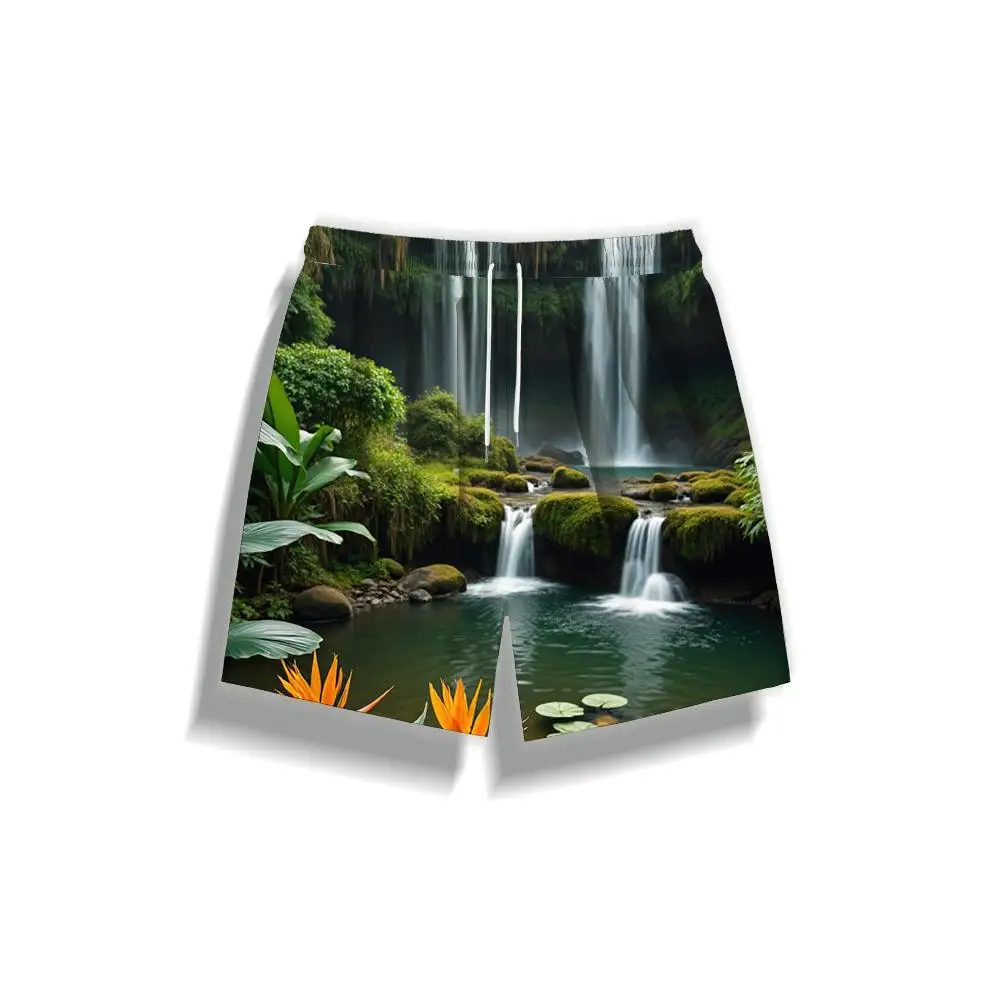 1pcs Men's Short swim trunks2026 Summer 3D Printed Short sleeve Pants Quick drying running Men trousers Breathable Polyester
