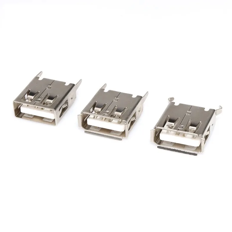 20PCS-USB 2.0 Female Socket Connector 180° Straight DIP USB AF Charging Port Jack 10/13/13.7/15/17.5/19.6mm PCB