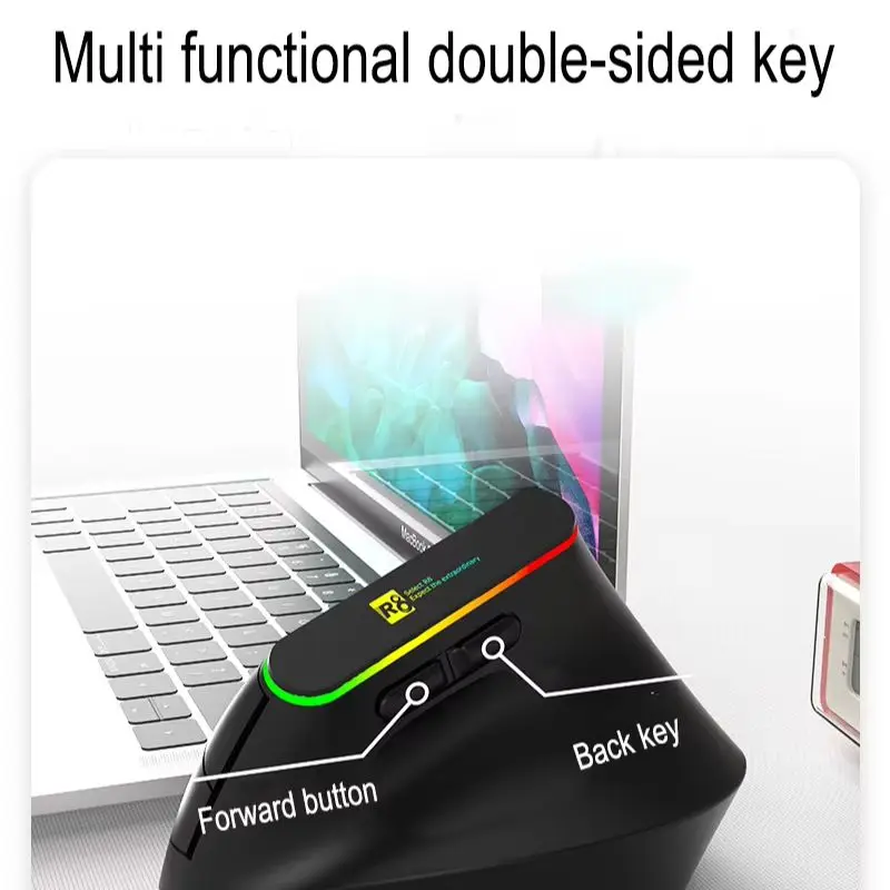 Wireless Vertical Dual Mode Mouse 2.4G+Bluetooth Type-C Charging Night Light 1600DPI Ergonomic Mute Mice Computer Peripherals