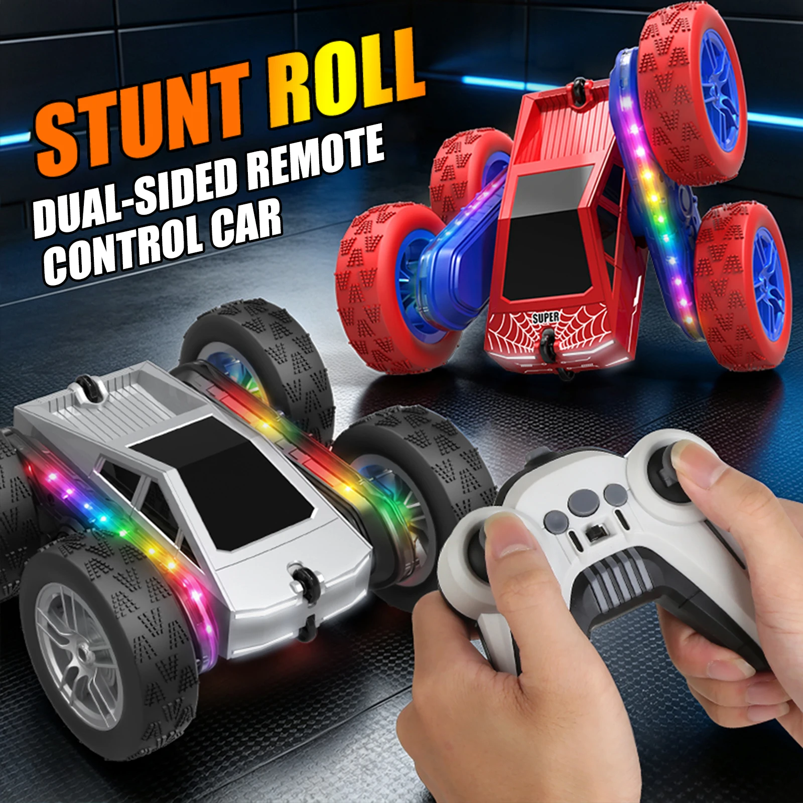 4WD Remote Control Rolling Stunt Car Toy 2.4G Drift Racing All Round RC Car Off Road Waterproof 360° Rotation Stunt Vehicle Gift