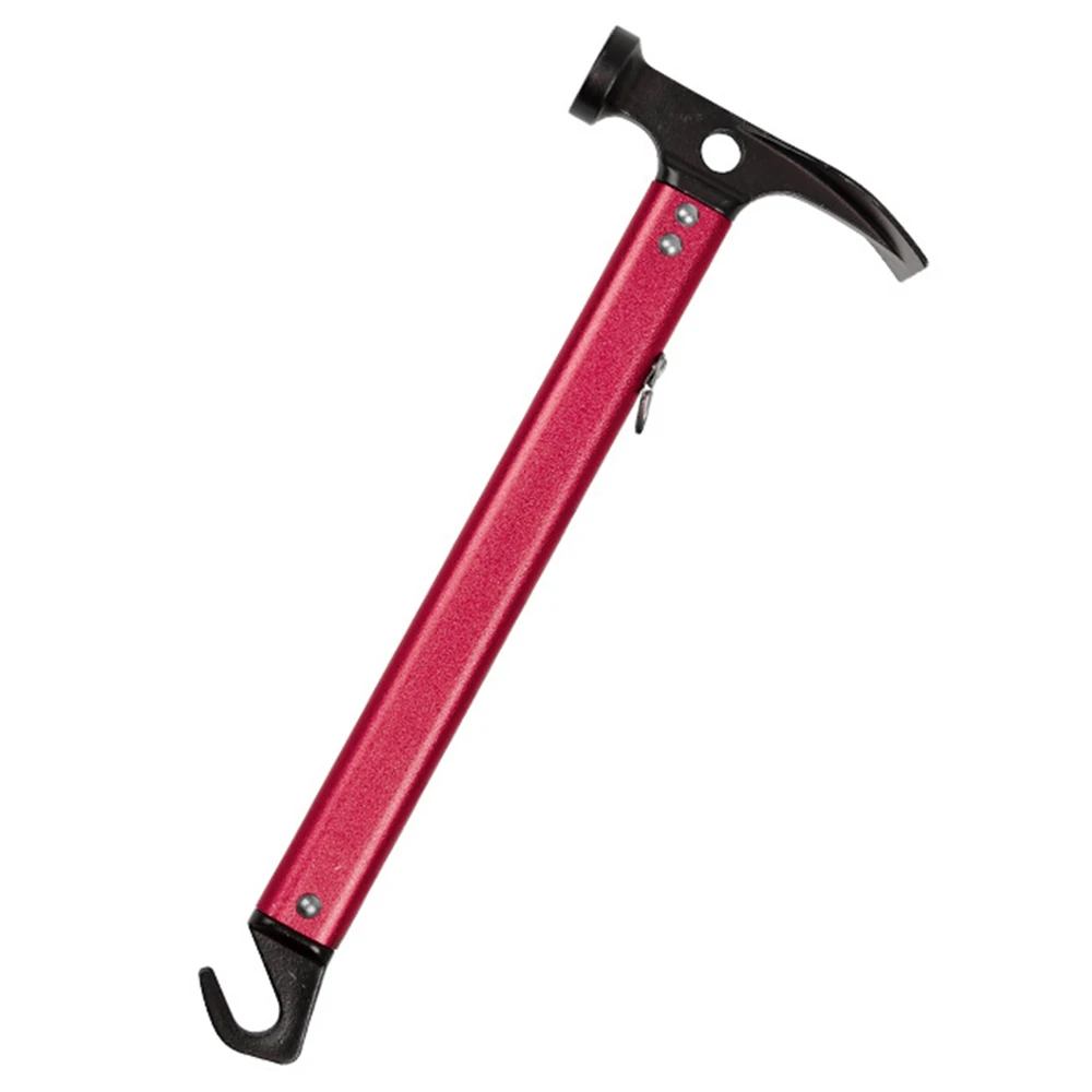 

Outdoor Camping Tent Peg Hammer Multifunctional Hiking Fishing Stakes Nail Puller Hammer Climbing,Red