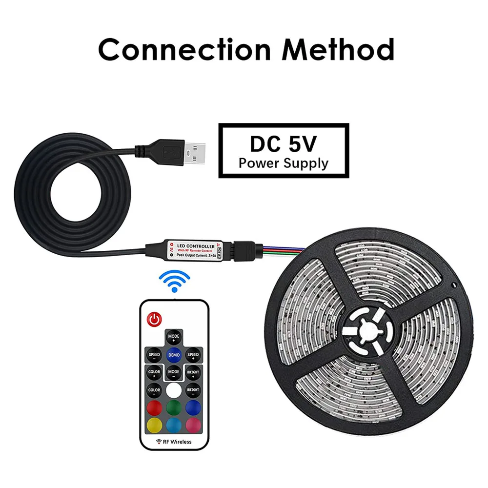 Controller LED DC5V USB Mini RGB Telecomando wireless RF a 17 tasti per strisce LED 3528 5050