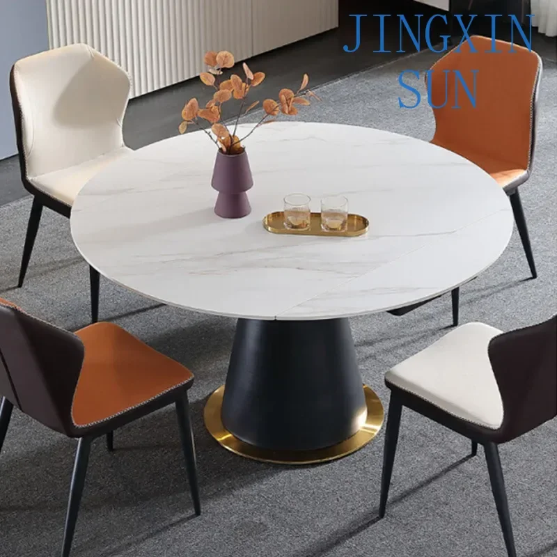 Square and circle dual-purpose dining table modern simple light telescopic multi-functional variable