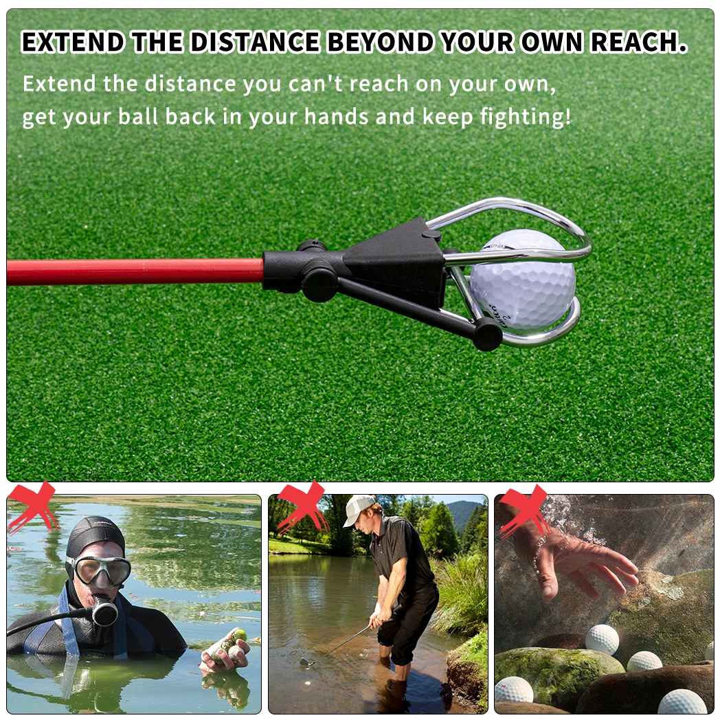 Odciąganie piłek golfowych 6FT/15FT, teleskopowy słup aluminiowy, trwały i lekki, łatwy w użyciu, idealny do szybkiego odciągania piłek — zdjęcie 7