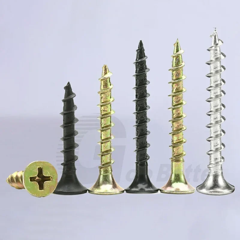 10Pcs Cross Self-tapping Screw M4 Golden Silver Black 3 Color Carbon Steel Phillips Flat Countersunk Head Wood Bolts L=15-70mm