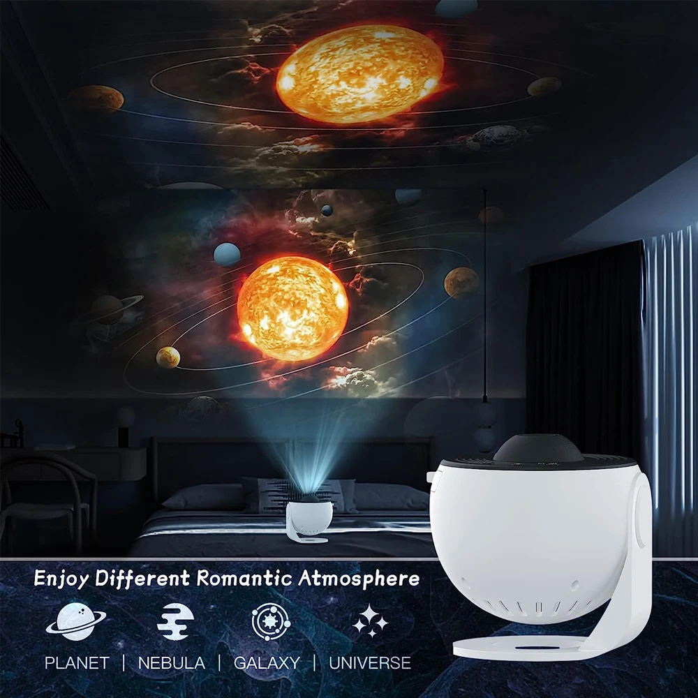 Star Galaxy Planetarium Projector for Bedroom 360° Degree Rotation Sky Night Light with 12 Galaxy Discs Large Projection Area