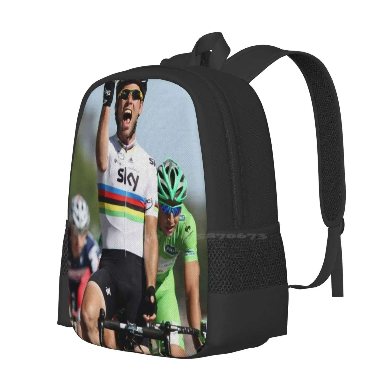 Fashion Pattern Design Travel Laptop School Backpack Bag Mark Cavendish Cycling Bike Race Green Cyclist Team Bicycle Road Sport