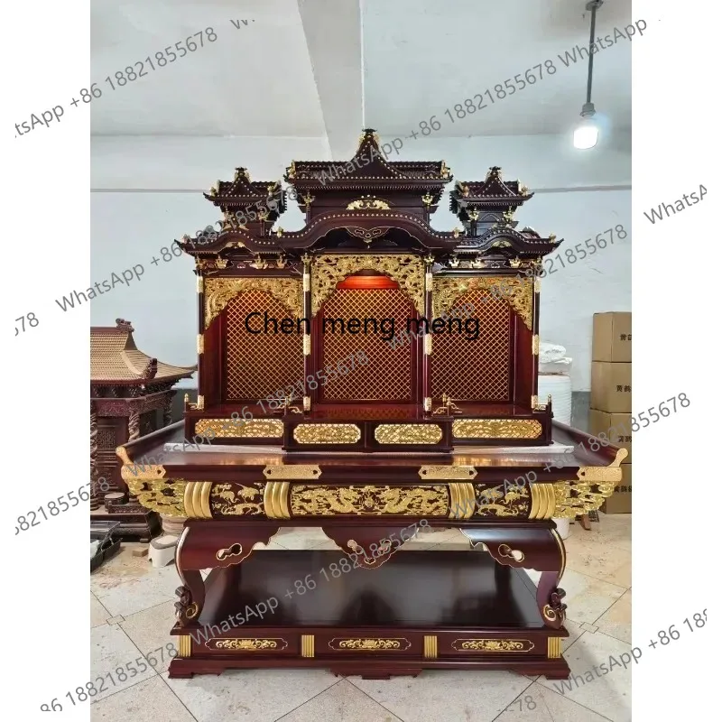 Chinese wood carving pendant 2.1 meters 3 rosewood solid wood cabinet Buddhist niche household ornament atmosphere