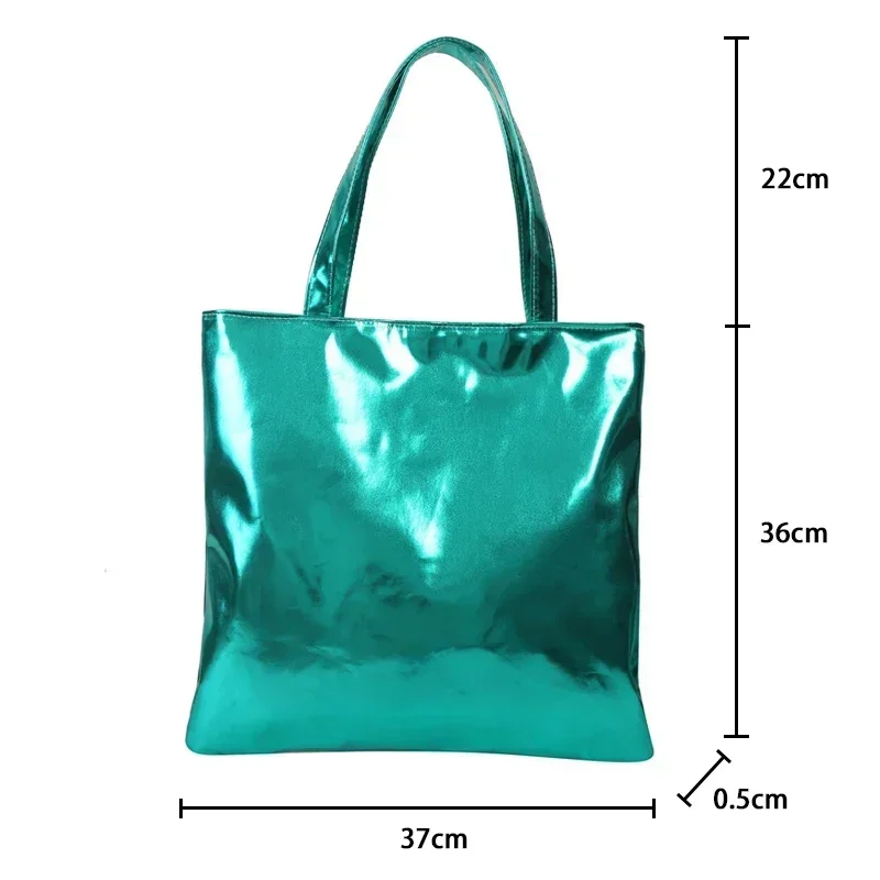 Glossy Tote Bags for Women Fashion High Capacity Shopping Pouch PU Leather Handags Shiny Casual Female Purse Girls Shoulder Bag