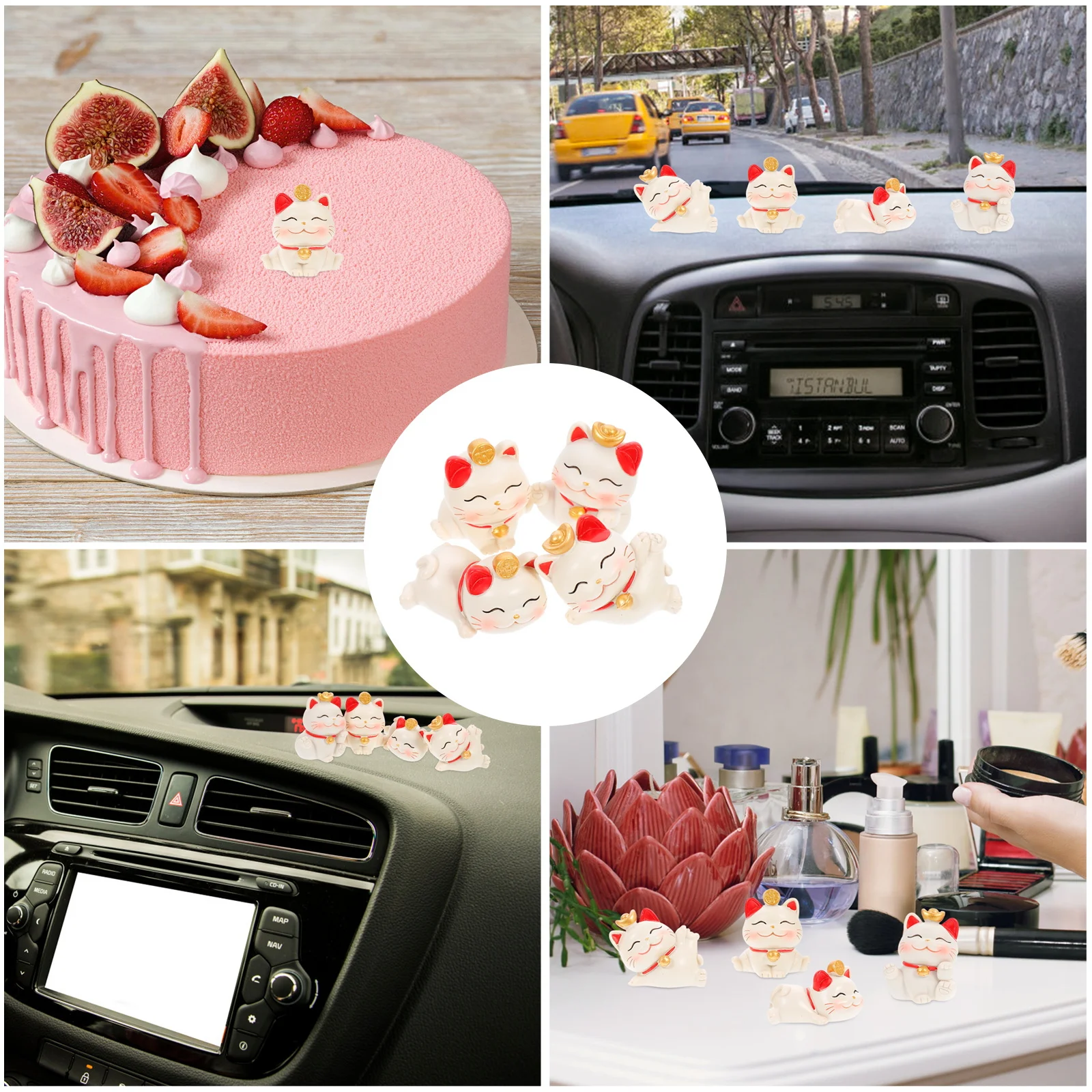 

4Pcs Resin Cat Ornament Smooth Line Exquisite Gift for Family Friends Home Shop Decor Cat Statue