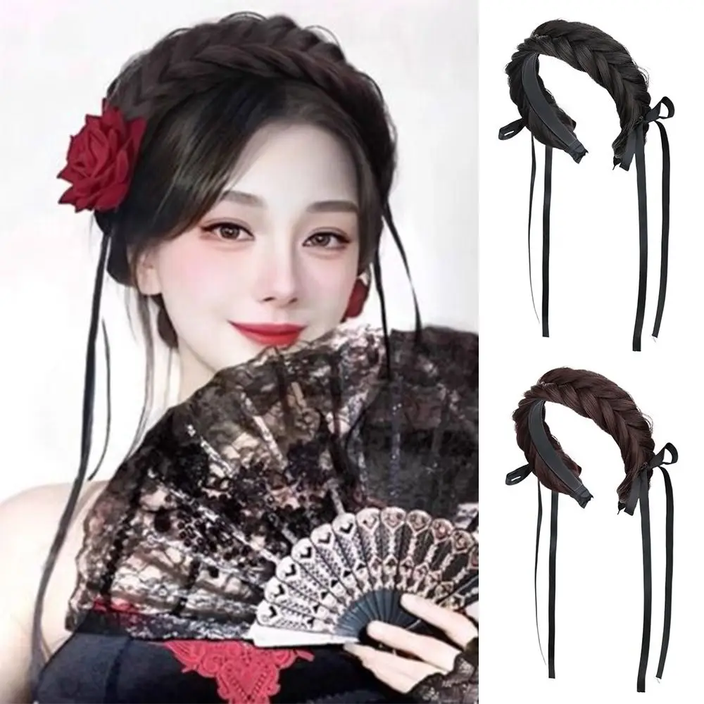 

New High Head Head Wrap Fishbone Braid Korean Headdress Wig Headband Daily Casual Twist Braid