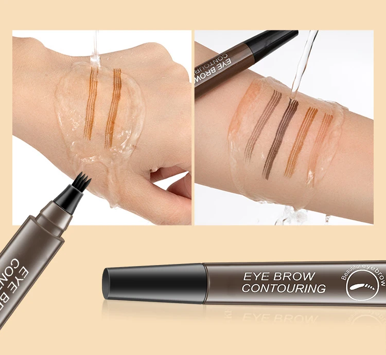 4 Point Eyebrow Pencil Black Brown Waterproof Microblading Liquid Eyebrow Pen Makeup Long Lasting Cosmetic 4 Points Eye Brow Pen